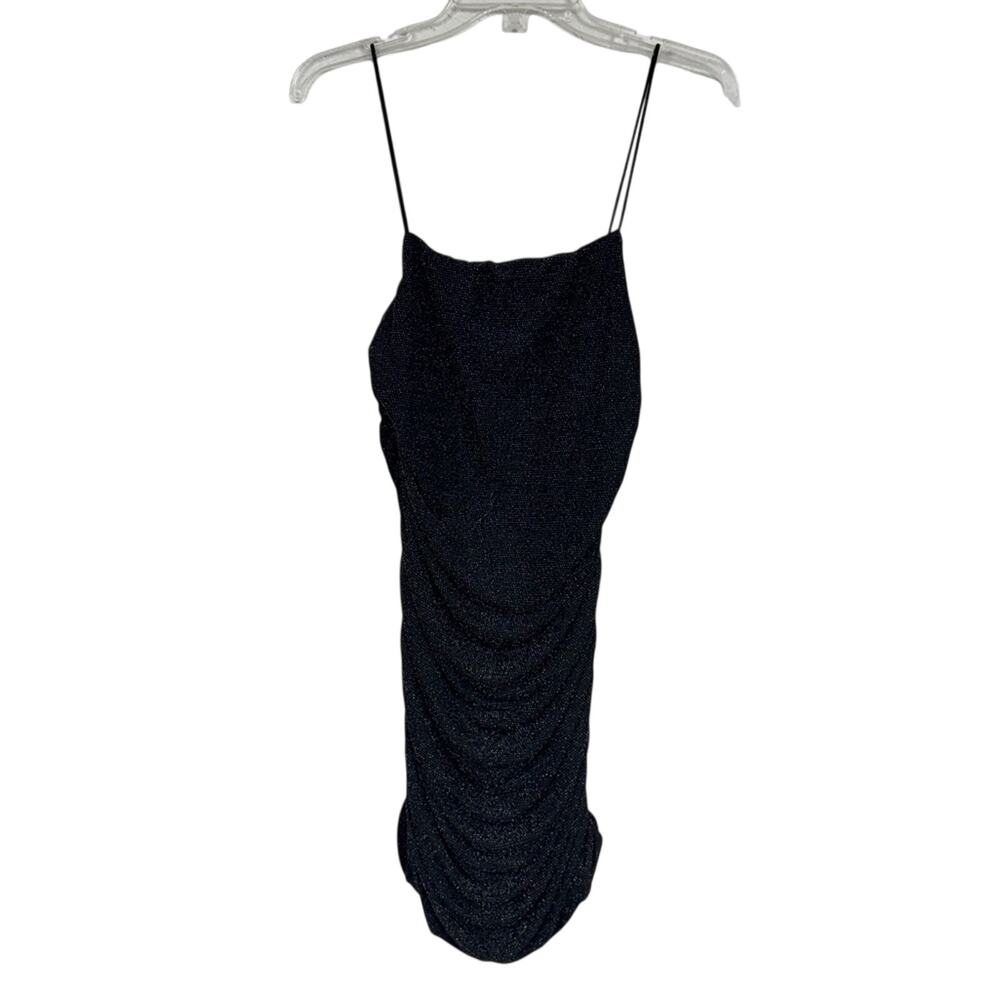 Princess Polly Black Glitter Bodycon Mini Dress Womens 10 Ruched Baddie Party